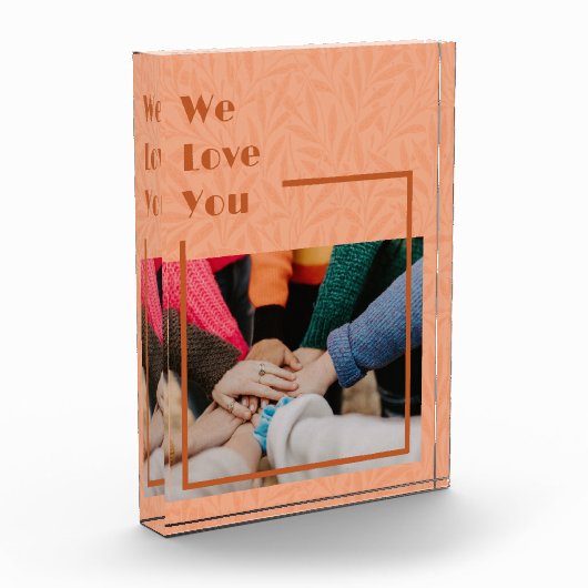 オレンジカスタム色に動く友達のための遠くに贈り物 フォトブロック (左)