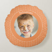 オレンジカスタム色のフォトフレーム ラウンドクッション (正面)