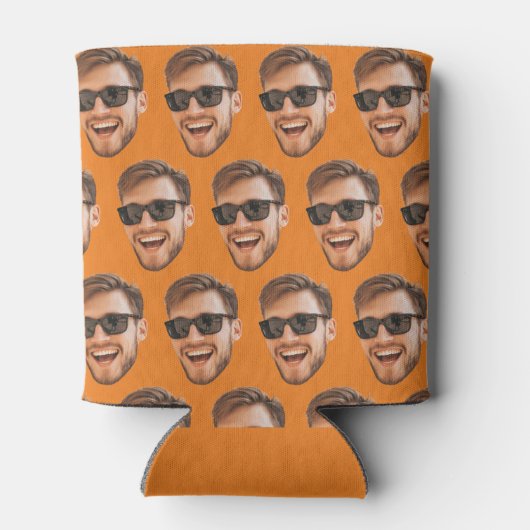 オレンジカスタム色の写真パーティー用品顔 缶クーラー (裏面)