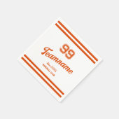 オレンジカスタム色の野球選手の番号とチーム名 スタンダードカクテルナプキン (角)