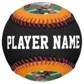 オレンジカスタム色ソフトボール選手の写真名と番号 ソフトボール (裏面)