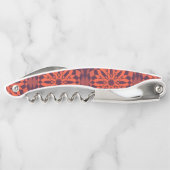 オレンジカッコいい紫ユニーク、トレンディー花抽象芸術 ソムリエナイフ (裏面)