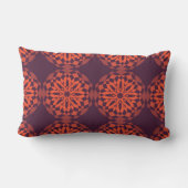 オレンジカッコいい紫ユニーク、トレンディー花抽象芸術 ランバークッション (裏面)