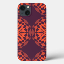 オレンジカッコいい紫ユニーク、トレンディー花抽象芸術 iPhone 13ケース
