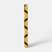 オレンジカッコいい色のフルーツスライス模様ブラックモノグラム SAMSUNG GALAXYケース (左側面)