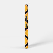 オレンジカッコいい色のフルーツスライス模様ブラックモノグラム SAMSUNG GALAXYケース (右側面)