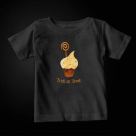 オレンジカップケーキとカスタムテキストのハロウィンTシャツ トドラーTシャツ