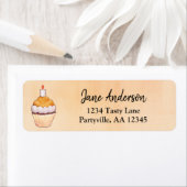 オレンジカップケーキウォーターカラーアドレス ラベル (インサイチュ)