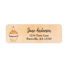オレンジカップケーキウォーターカラーアドレス ラベル