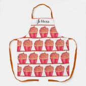 オレンジカップケーキフードデザートケーキベイカーかわいい大人 エプロン (正面)