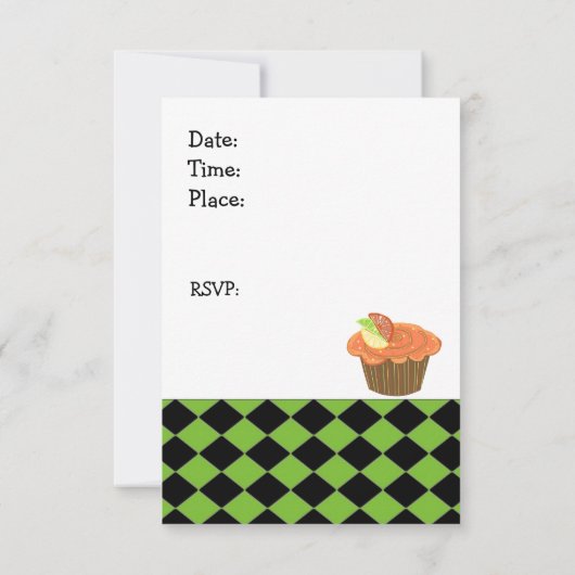 オレンジカップケーキ誕生日招待状 招待状 (裏面)