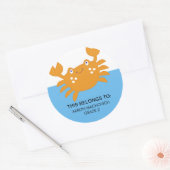 オレンジカニステッカー/蔵書票ラベル ラウンドシール (封筒)