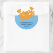 オレンジカニステッカー/蔵書票ラベル ラウンドシール (バッグ)