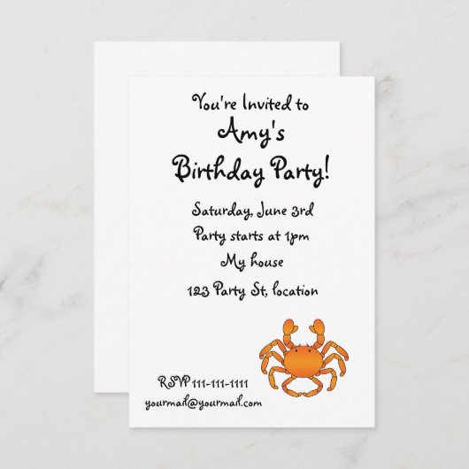 オレンジカニ 招待状 (正面/裏面)