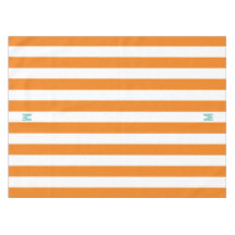 オレンジカバナストライプ&パーソナライズされたティール（緑がかった色）モノグラム