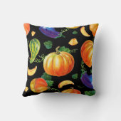 オレンジカボチストライプのャズッキーニ青ナス クッション (裏面)