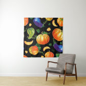 オレンジカボチストライプのャズッキーニ青ナス タペストリー (インサイチュ)