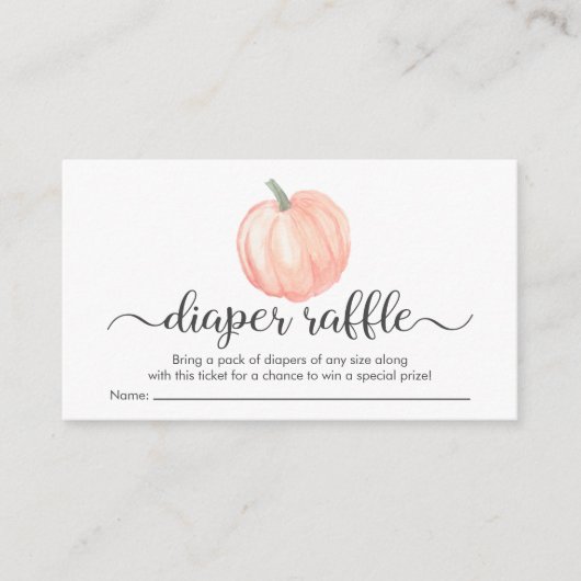 オレンジカボチャおむつラッフルベビーシャワー エンクロージャーカード (正面)