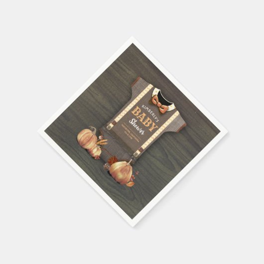 オレンジカボチャとボディスーツ秋ベビーシャワー スタンダードカクテルナプキン (角)