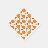オレンジカボチャと秋の紅葉柄 スタンダードカクテルナプキン (角)