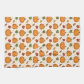 オレンジカボチャと紅葉パターン キッチンタオル (横)