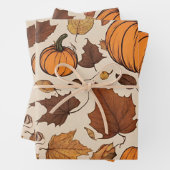 オレンジカボチャと紅葉 ラッピングペーパーシート (インサイチュ)