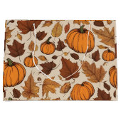 オレンジカボチャと紅葉 ラージペーパーバッグ (正面)