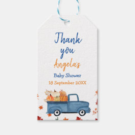 オレンジカボチャのトラックありがとうラベル。ギフトタグ ギフトタグ