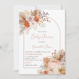 オレンジカボチャのトラック赤ちゃんシャワー 招待状