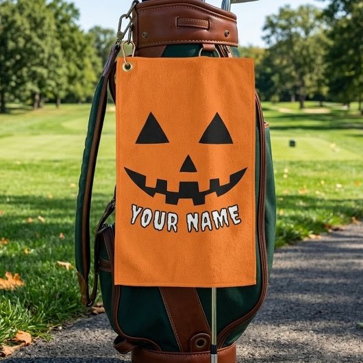 オレンジカボチャのハロウィンに名前を入れよう ゴルフタオル
