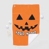 オレンジカボチャのハロウィンに名前を入れよう ゴルフタオル (インサイチュ)