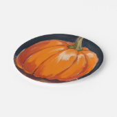 オレンジカボチャのハロウィンサンクスギビング ペーパープレート (アングル)