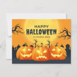 オレンジカボチャのハロウィーン ポストカード