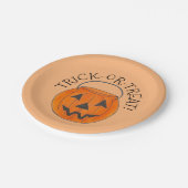 オレンジカボチャのバケツハロウィン ペーパープレート (アングル)