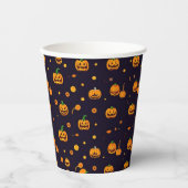 オレンジカボチャの不気味なハロウィンパーティー 紙コップ (正面)