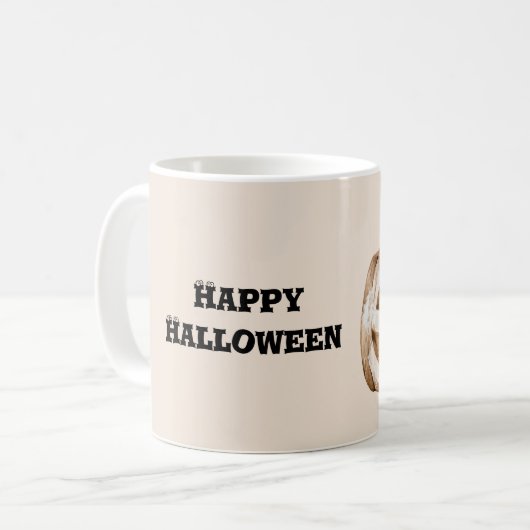オレンジカボチャの目玉 ハロウィン コーヒーマグカップ (正面左)