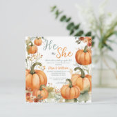 オレンジカボチャの秋性別の表示 招待状 (スタンド正面)