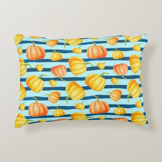 オレンジカボチャの長い丸。継ぎ目のない水のカラーパット アクセントクッション (正面)