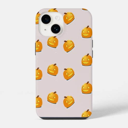 オレンジカボチャの頭のパターン iPhoneケース (裏面)