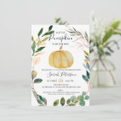 オレンジカボチャリースジェンダーニューラルベビーシャワー 招待状 (スタンド正面)