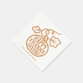 オレンジカボチャレタリングハッピーサンクスギビング スタンダードカクテルナプキン (角)