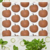 オレンジカボチャ切り出しタイル張り白 キッチンタオル (折り畳み)