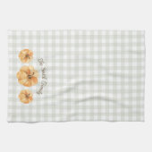 オレンジカボチャ感謝祭ファミリー名 キッチンタオル (横)