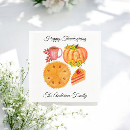 オレンジカボチャ感謝祭フレンドディナー スタンダードカクテルナプキン