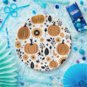 オレンジカボチャ模様サンクスギビングディナーパーティー ペーパープレート (パーティー)