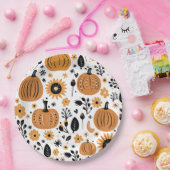 オレンジカボチャ模様サンクスギビングディナーパーティー ペーパープレート (パーティー)