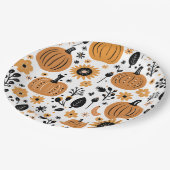 オレンジカボチャ模様サンクスギビングディナーパーティー ペーパープレート (アングル)