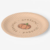 オレンジカボチャ水玉模様サンクスギビングディナー ペーパープレート (アングル)