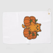 オレンジカボチャ猫魔法オーバーサイズTシャツ ゴルフタオル (横)