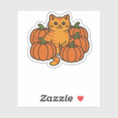 オレンジカボチャ猫魔法オーバーサイズTシャツ シール (シート)